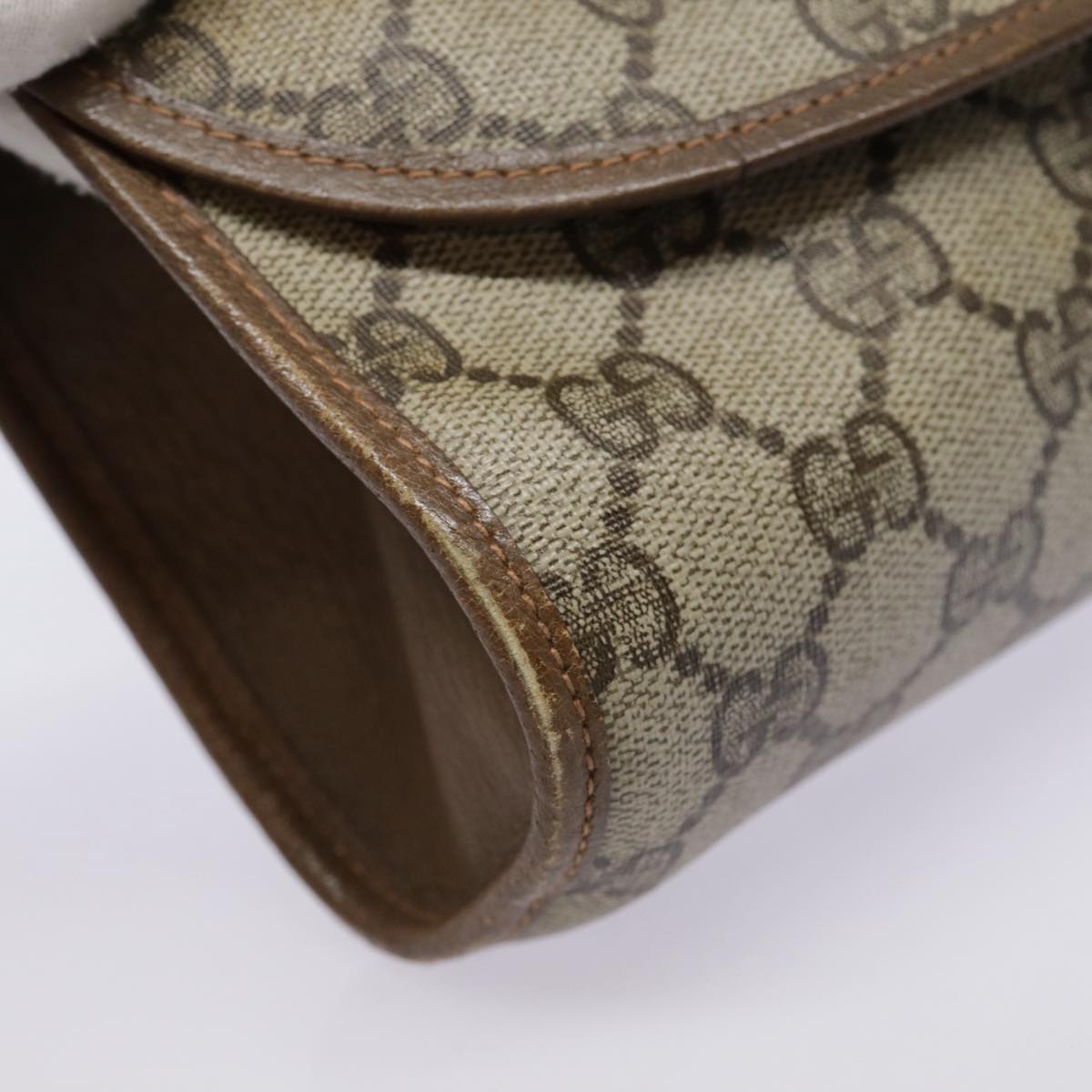 GUCCI GG Supreme Web Sherry Line Clutch Bag PVC Beige Red 89 01 030 yk14617