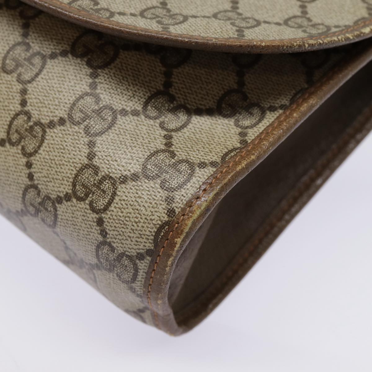 GUCCI GG Supreme Web Sherry Line Clutch Bag PVC Beige Red 89 01 030 yk14617