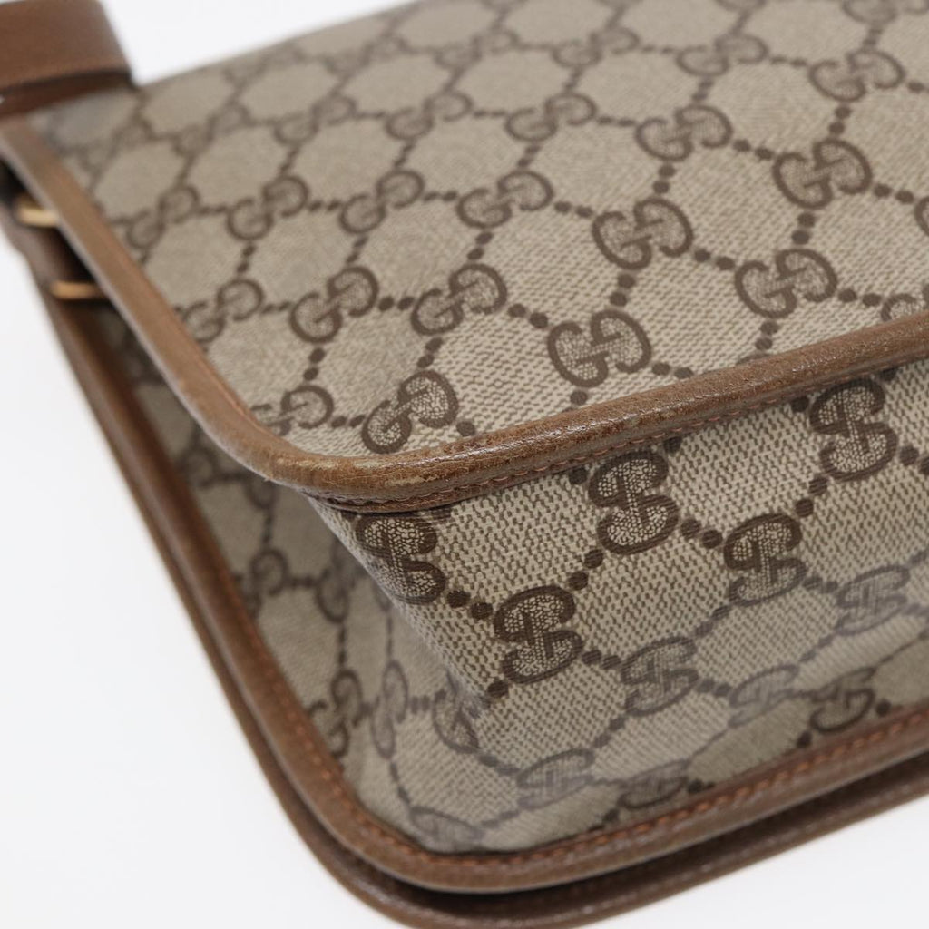 GUCCI GG Supreme Web Sherry Line Shoulder Bag PVC Beige Gold yk14618