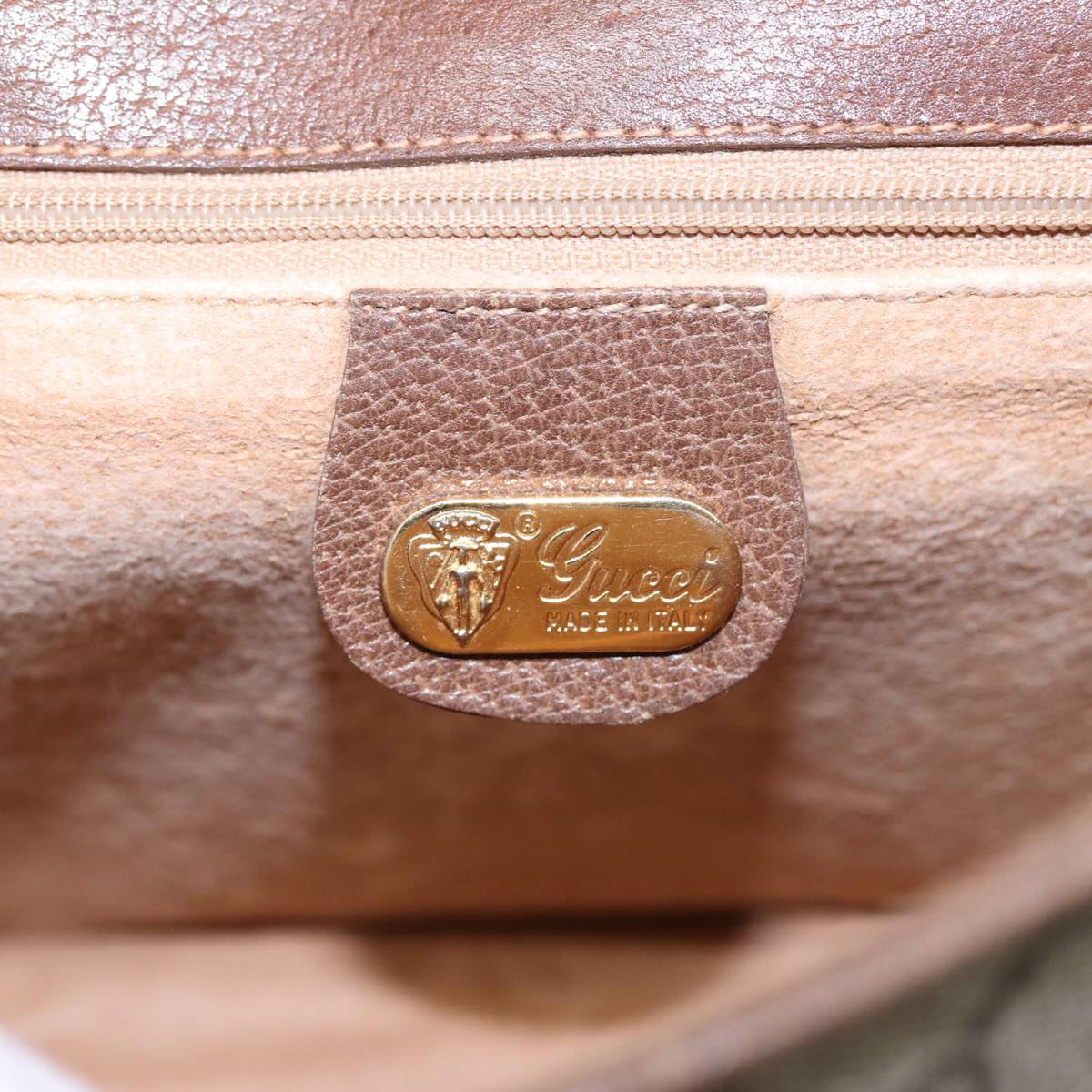 GUCCI GG Supreme Web Sherry Line Shoulder Bag PVC Beige Gold yk14618