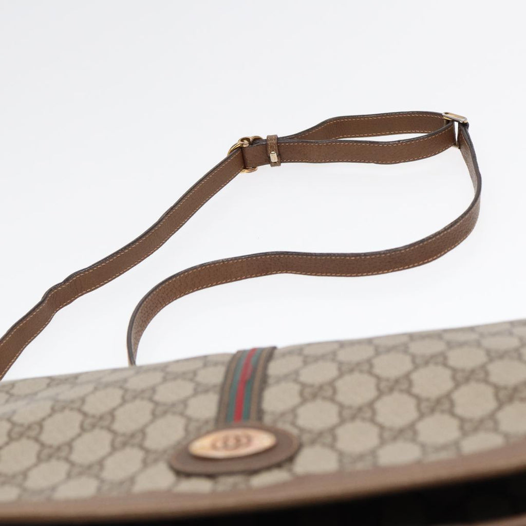 GUCCI GG Supreme Web Sherry Line Shoulder Bag PVC Beige Gold yk14618