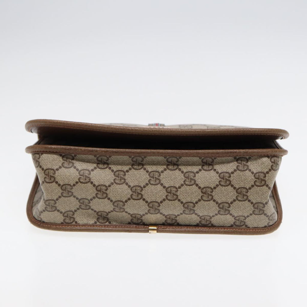 GUCCI GG Supreme Web Sherry Line Shoulder Bag PVC Beige Gold yk14618