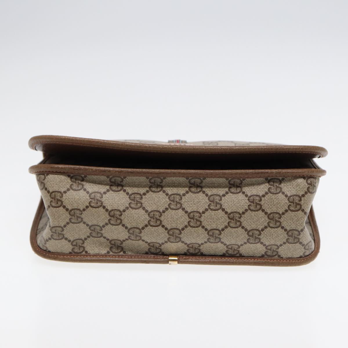 GUCCI GG Supreme Web Sherry Line Shoulder Bag PVC Beige Gold yk14618