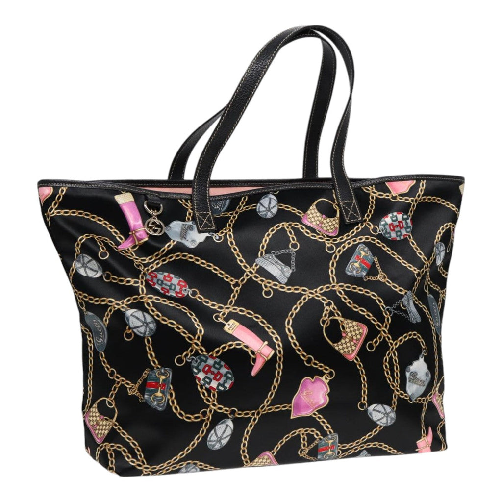 GUCCI Tote Bag Satin Black Gold 154402 yk14621