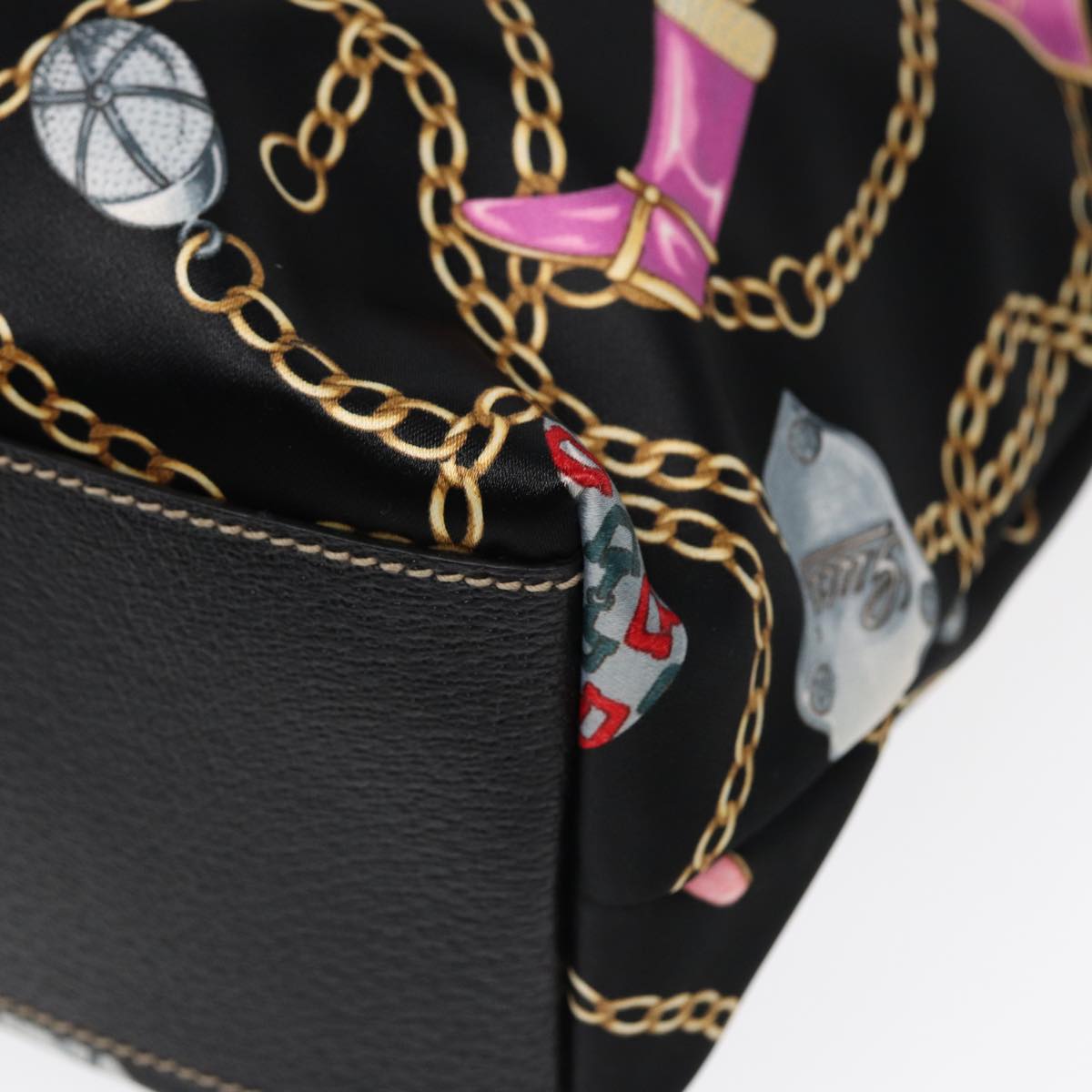 GUCCI Tote Bag Satin Black Gold 154402 yk14621