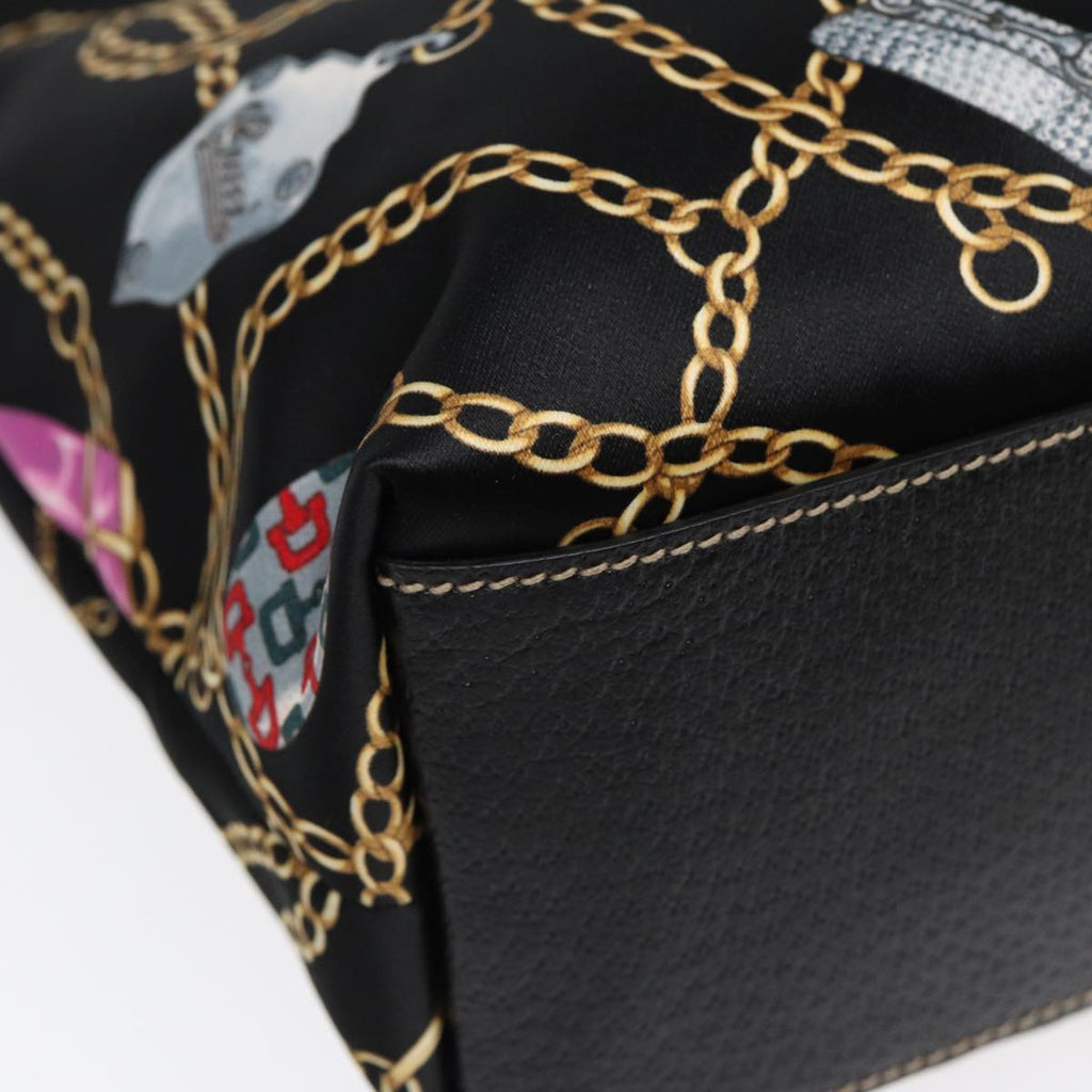 GUCCI Tote Bag Satin Black Gold 154402 yk14621
