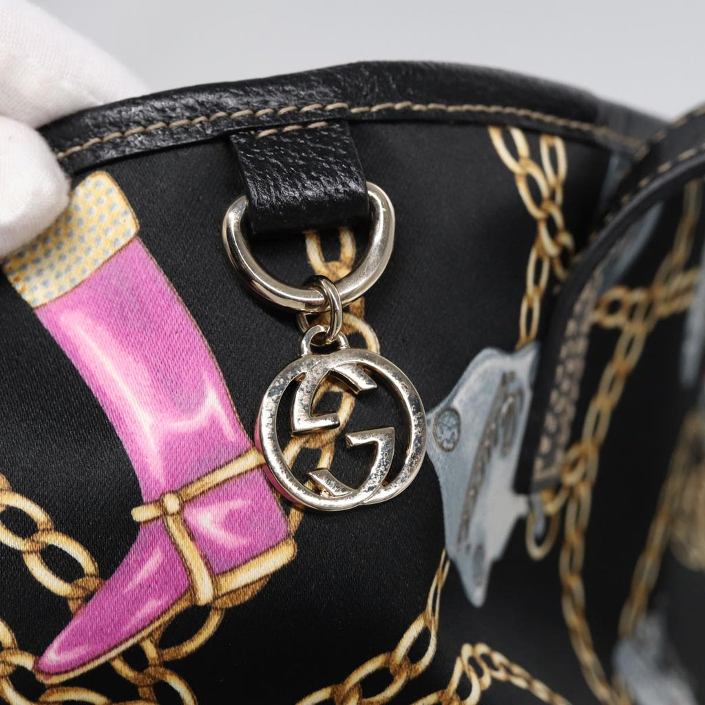 GUCCI Tote Bag Satin Black Gold 154402 yk14621