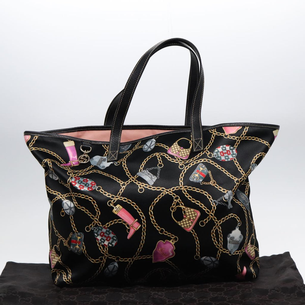 GUCCI Tote Bag Satin Black Gold 154402 yk14621