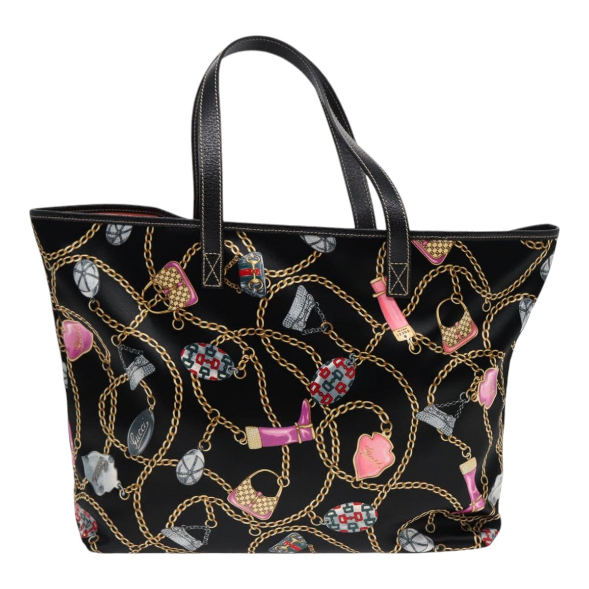 GUCCI Tote Bag Satin Black Gold 154402 yk14621