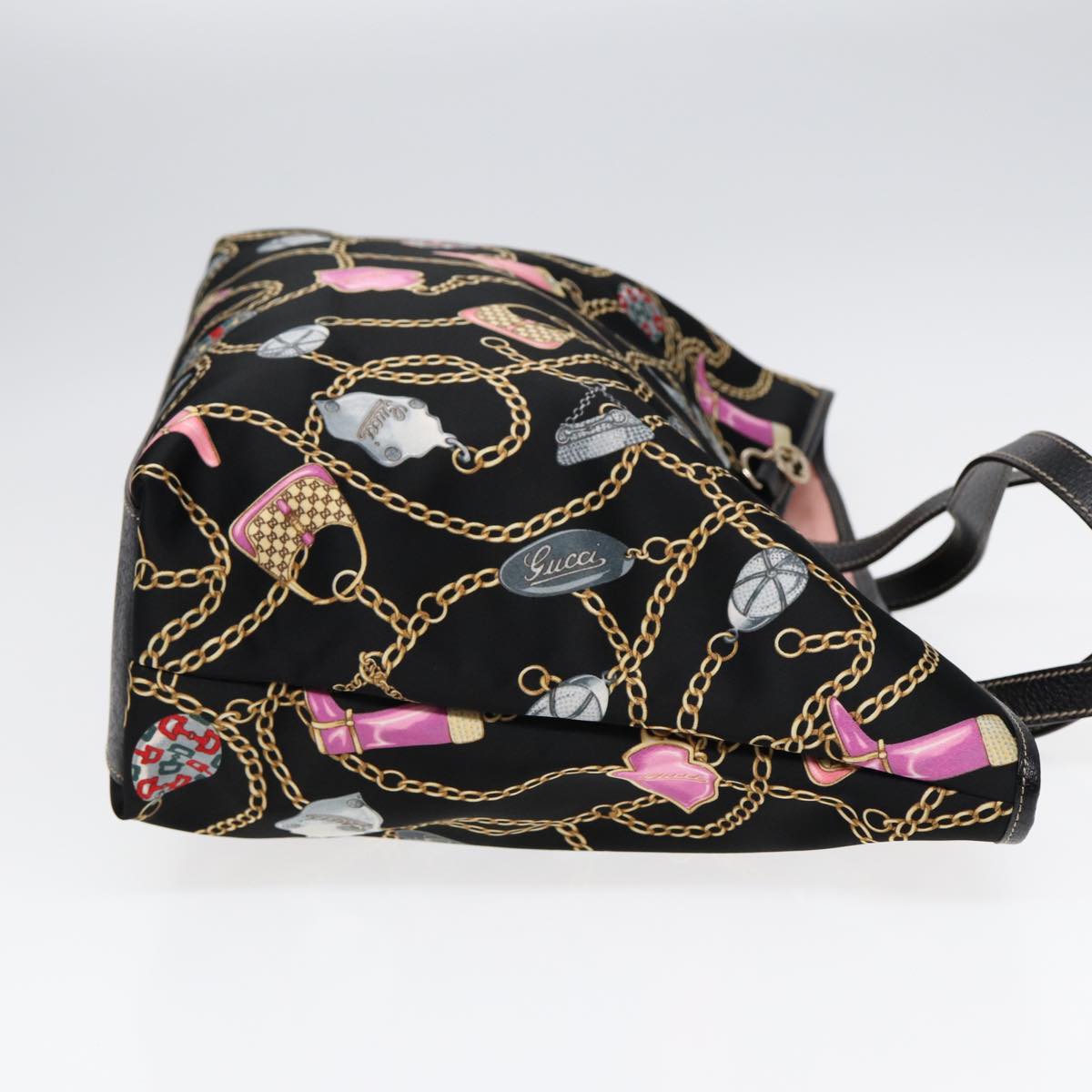 GUCCI Tote Bag Satin Black Gold 154402 yk14621