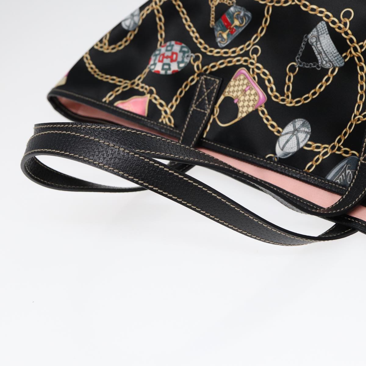 GUCCI Tote Bag Satin Black Gold 154402 yk14621