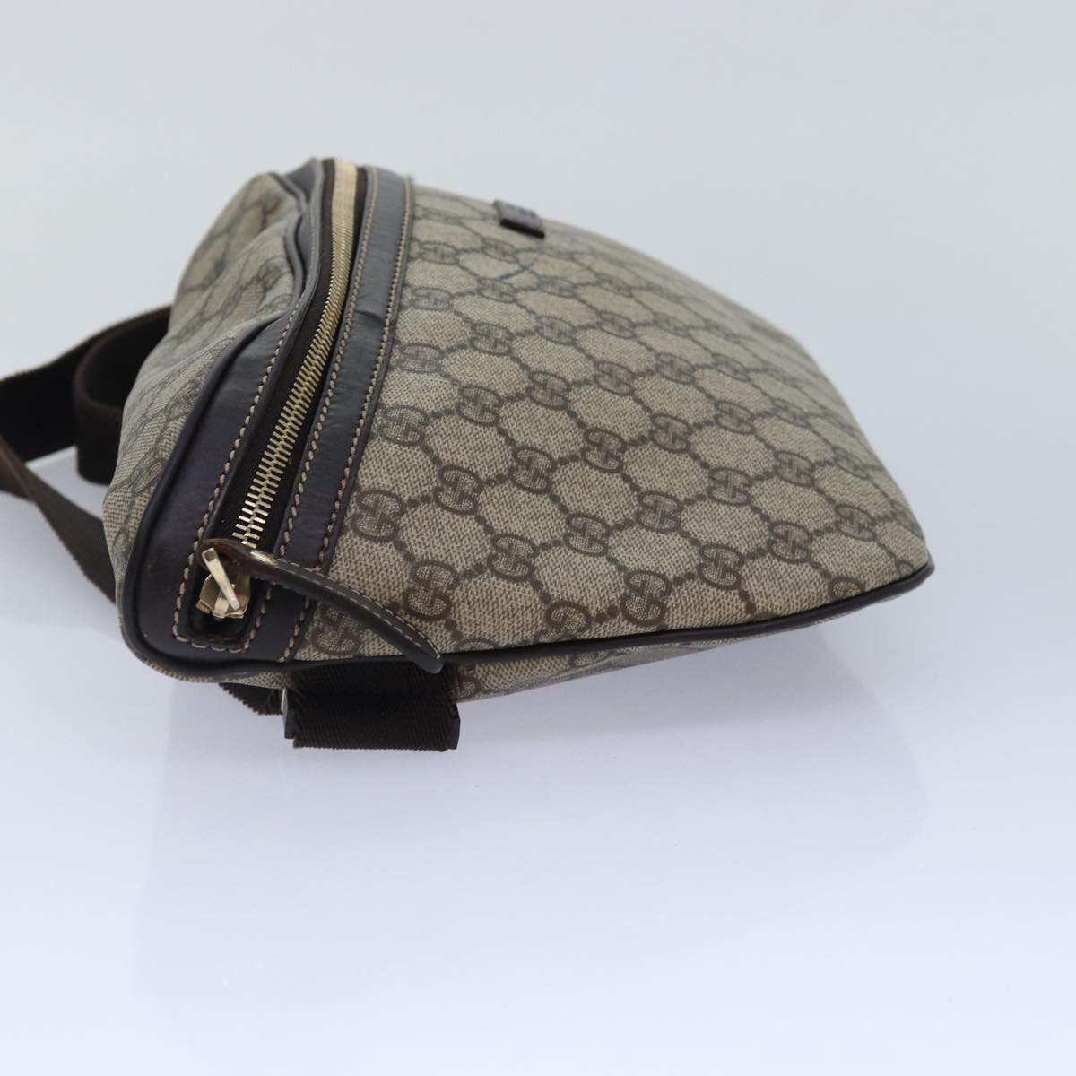 GUCCI GG Supreme Body Bag PVC Leather Beige Gold yk14624