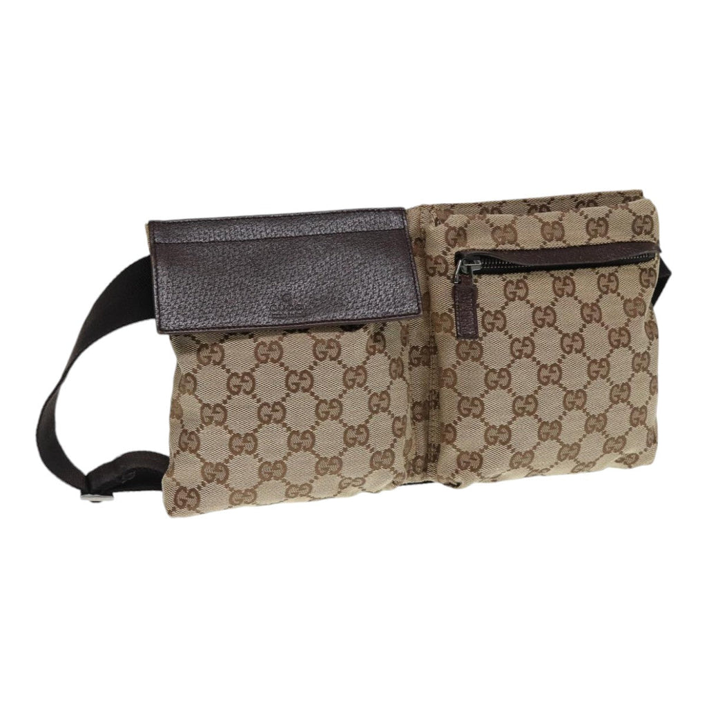 GUCCI GG Canvas Waist bag Beige Silver 28566 yk14629