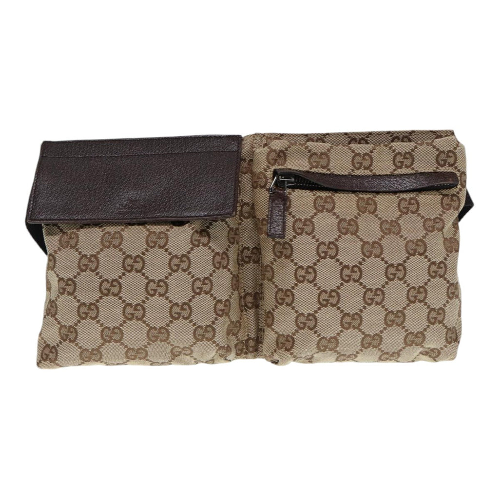 GUCCI GG Canvas Waist bag Beige Silver 28566 yk14629
