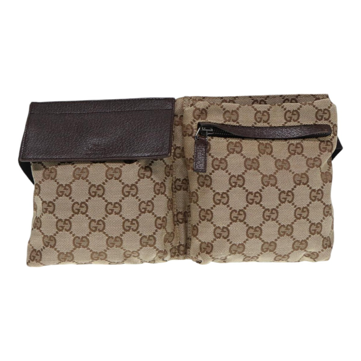 GUCCI GG Canvas Waist bag Beige Silver 28566 yk14629