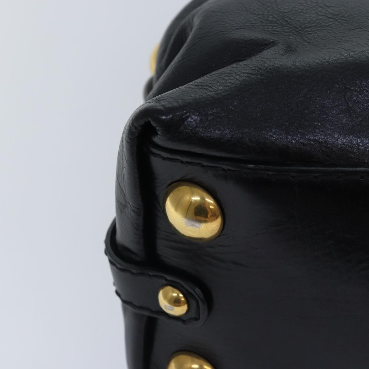 GUCCI Histeria Hand Bag Leather Black Gold 209600 yk14631