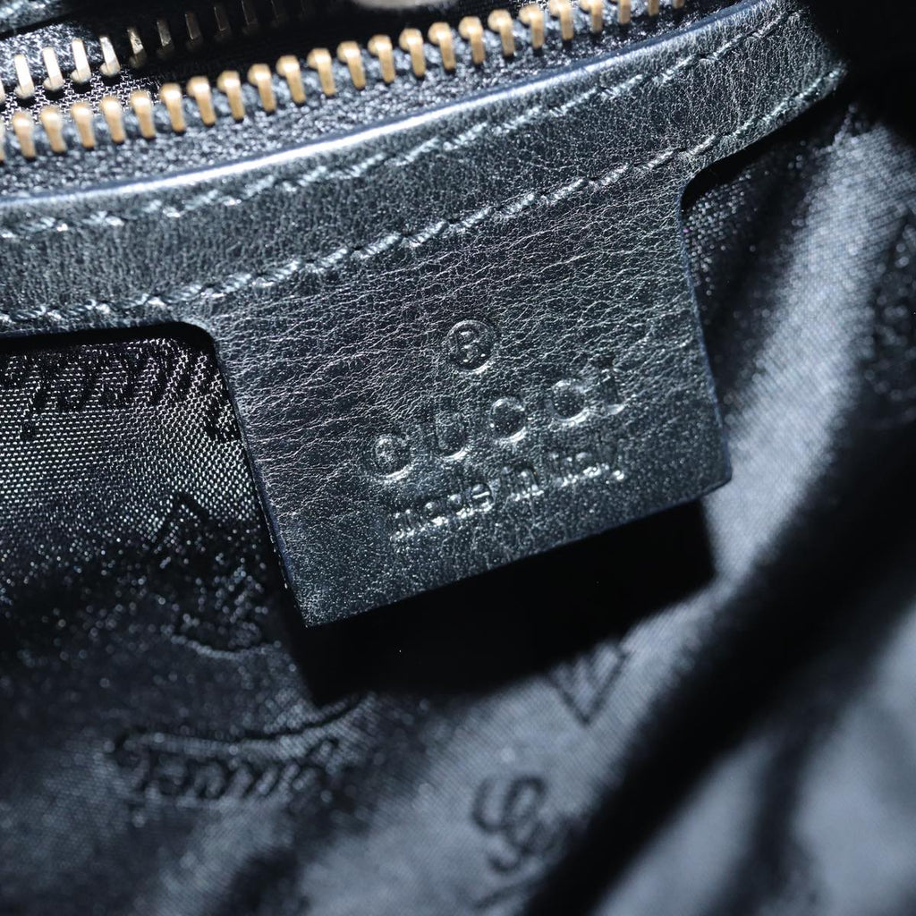 GUCCI Histeria Hand Bag Leather Black Gold 209600 yk14631