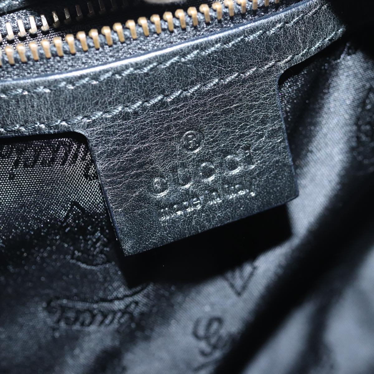 GUCCI Histeria Hand Bag Leather Black Gold 209600 yk14631