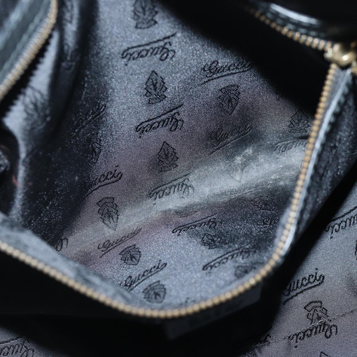 GUCCI Histeria Hand Bag Leather Black Gold 209600 yk14631