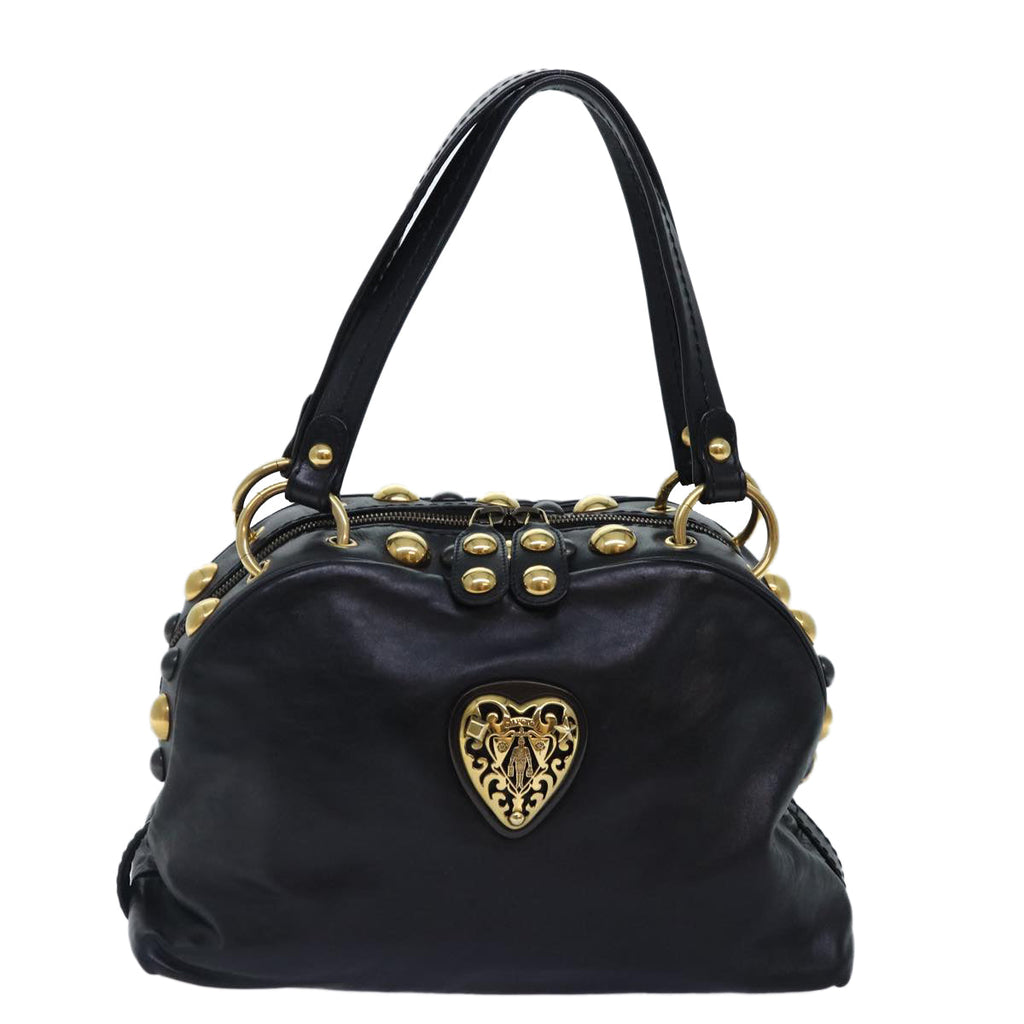 GUCCI Histeria Hand Bag Leather Black Gold 209600 yk14631