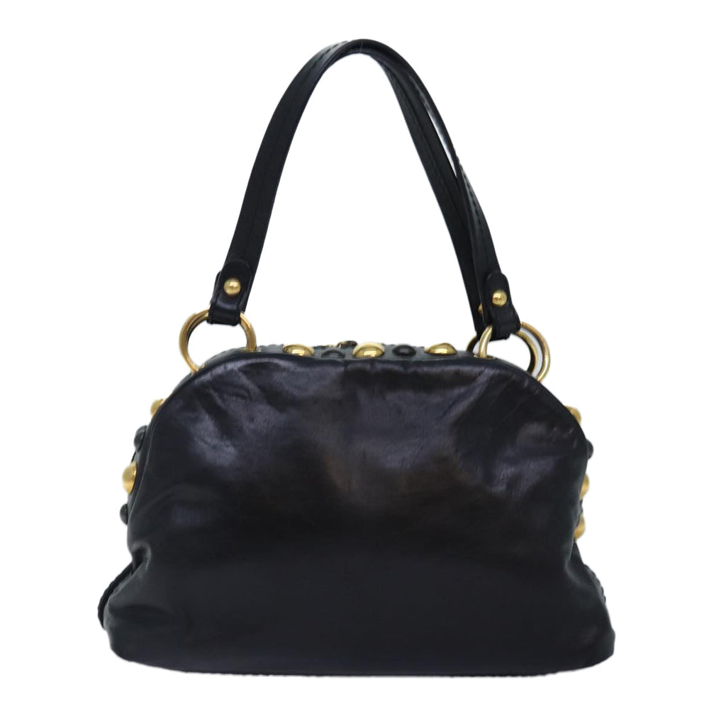 GUCCI Histeria Hand Bag Leather Black Gold 209600 yk14631