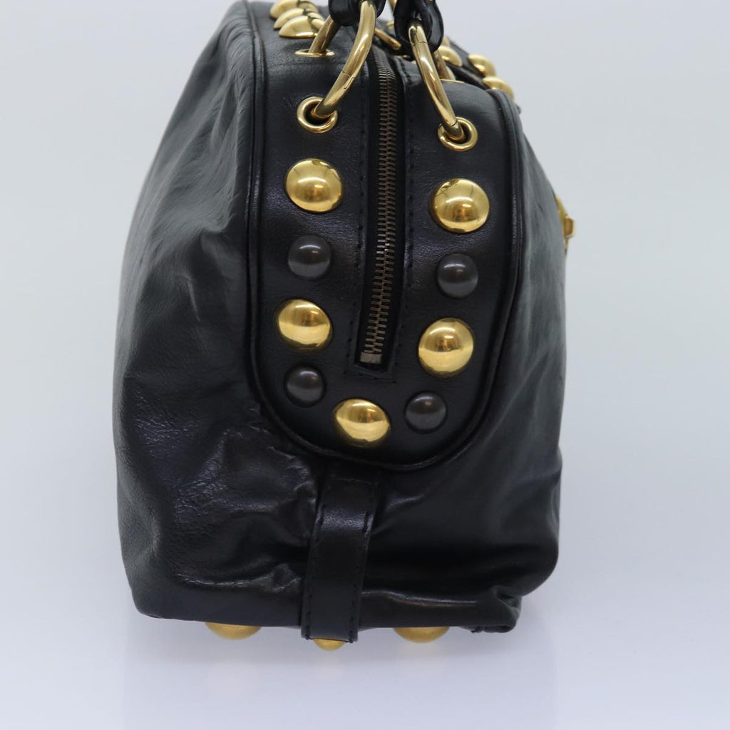 GUCCI Histeria Hand Bag Leather Black Gold 209600 yk14631