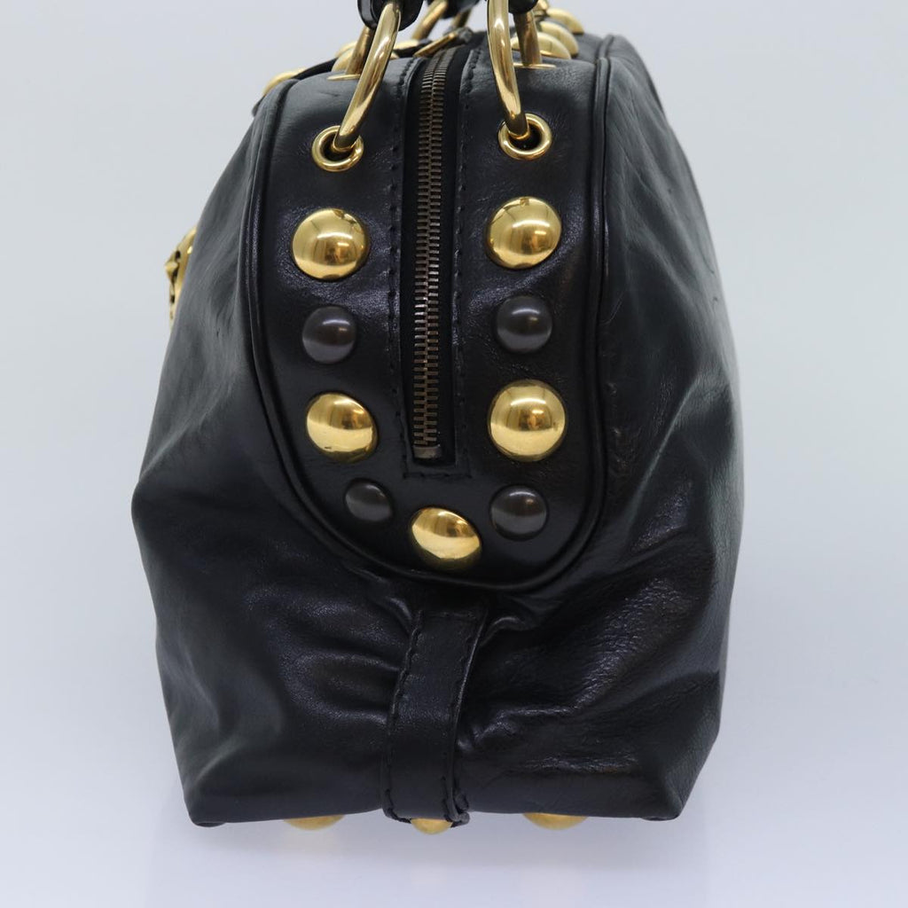 GUCCI Histeria Hand Bag Leather Black Gold 209600 yk14631