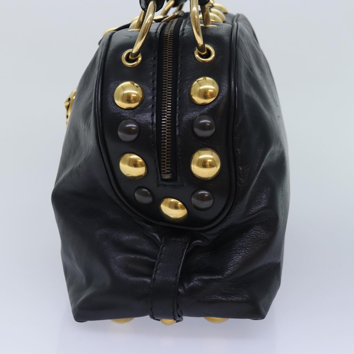 GUCCI Histeria Hand Bag Leather Black Gold 209600 yk14631