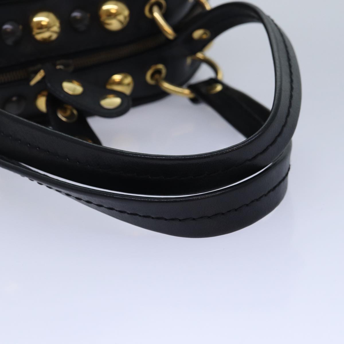 GUCCI Histeria Hand Bag Leather Black Gold 209600 yk14631