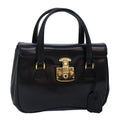 GUCCI Ready Lock Hand Bag Leather Black Gold 000 46 0227 yk14632