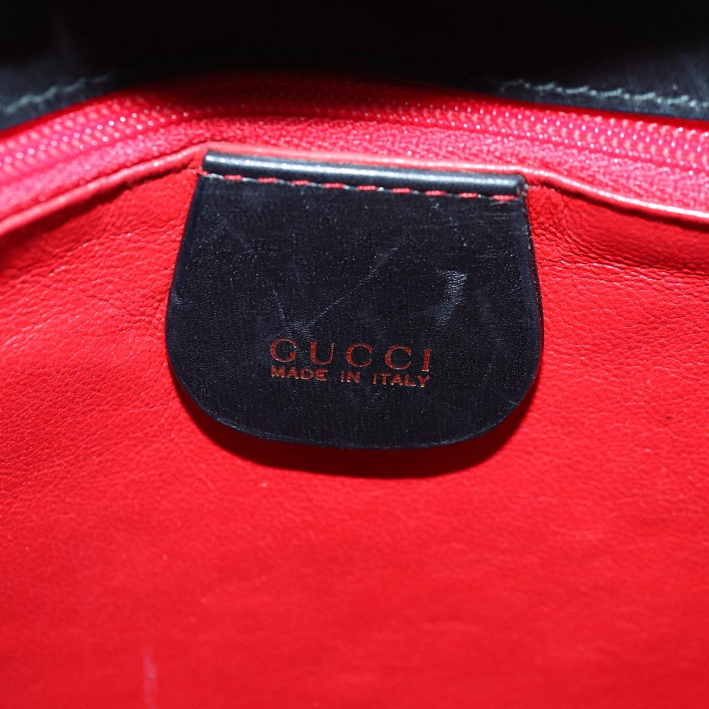 GUCCI Ready Lock Hand Bag Leather Black Gold 000 46 0227 yk14632