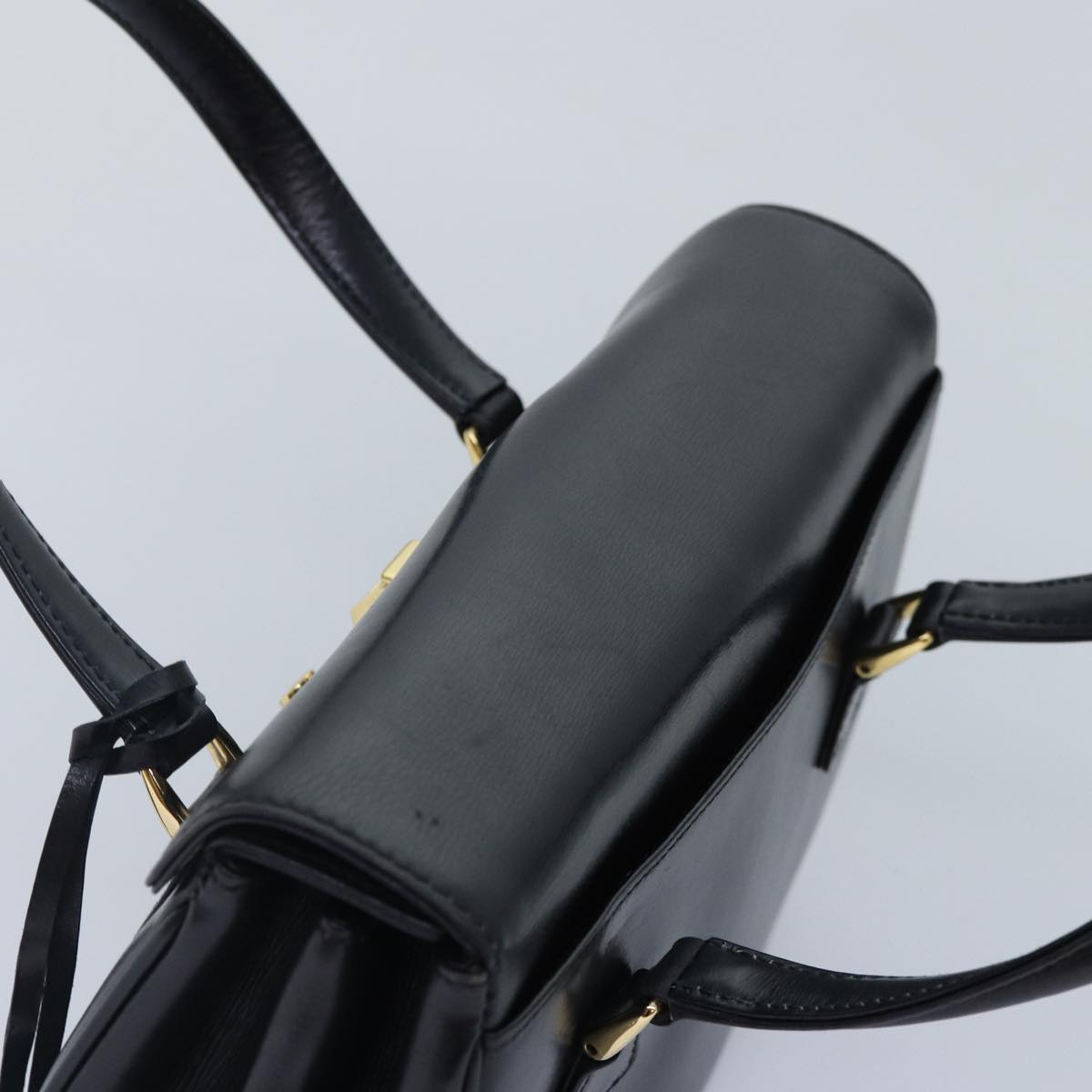 GUCCI Ready Lock Hand Bag Leather Black Gold 000 46 0227 yk14632
