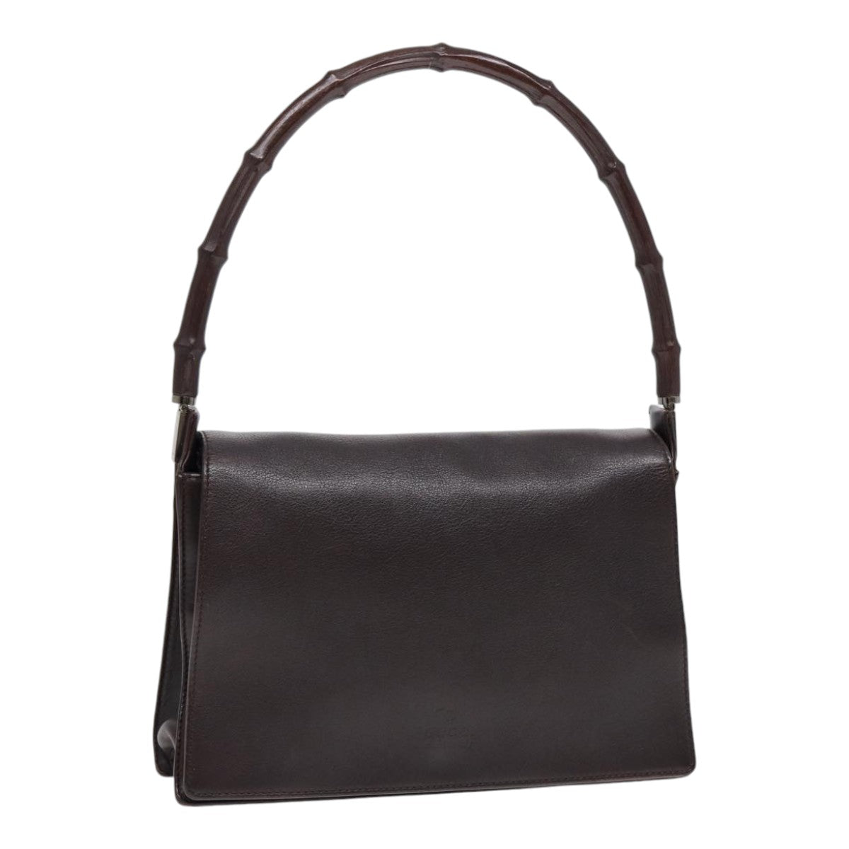 GUCCI Bamboo Shoulder Bag Leather Brown Silver 001 3239 yk14661