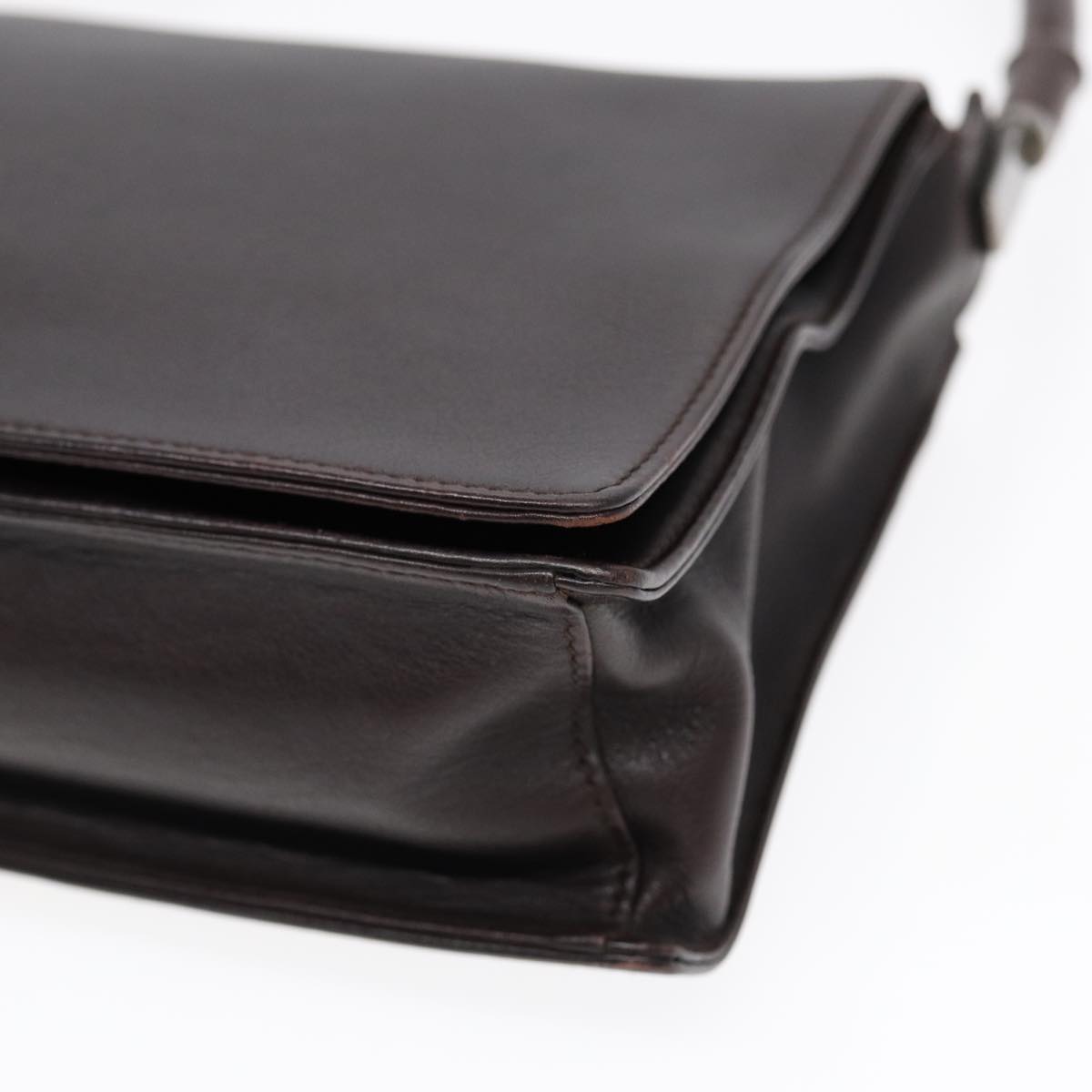 GUCCI Bamboo Shoulder Bag Leather Brown Silver 001 3239 yk14661