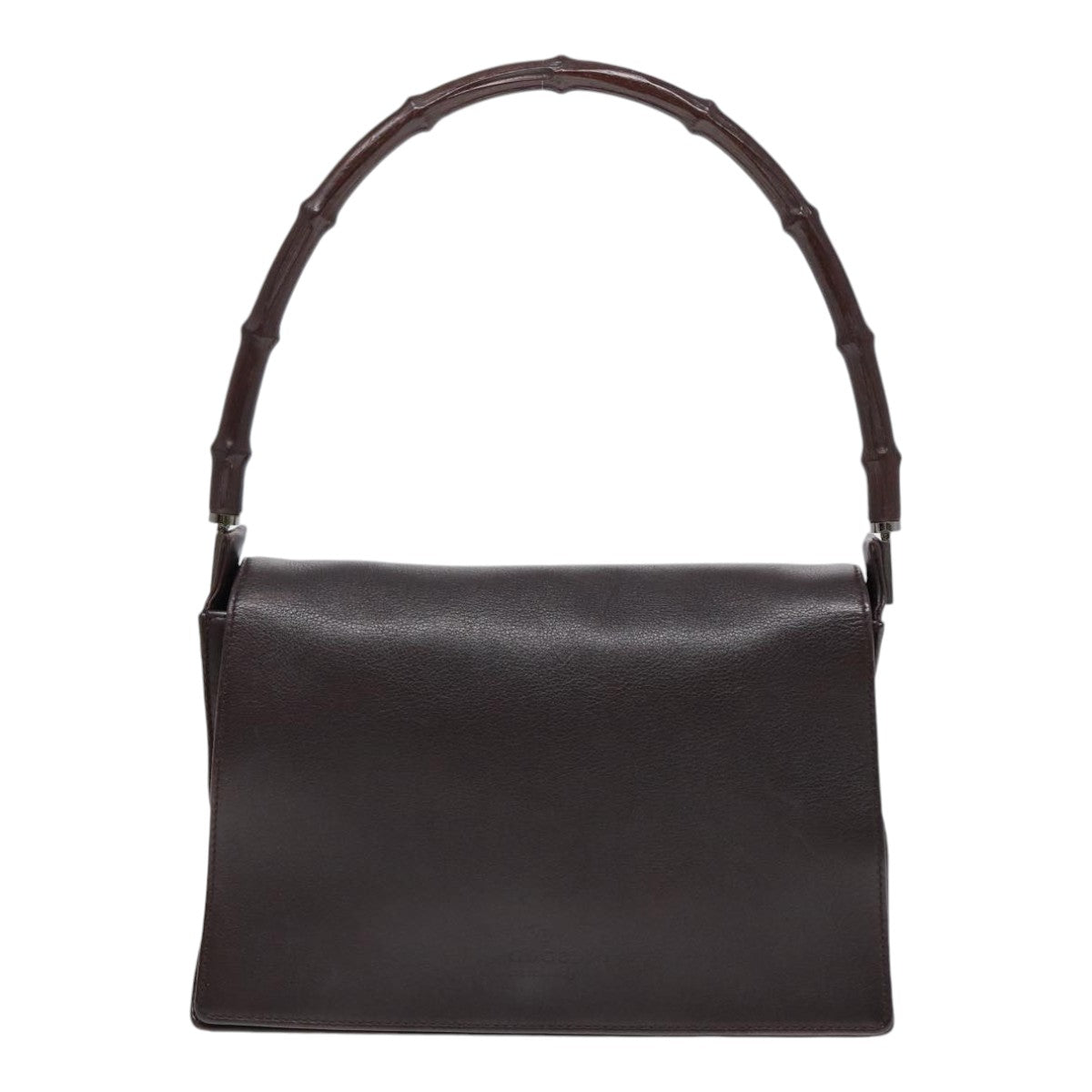GUCCI Bamboo Shoulder Bag Leather Brown Silver 001 3239 yk14661