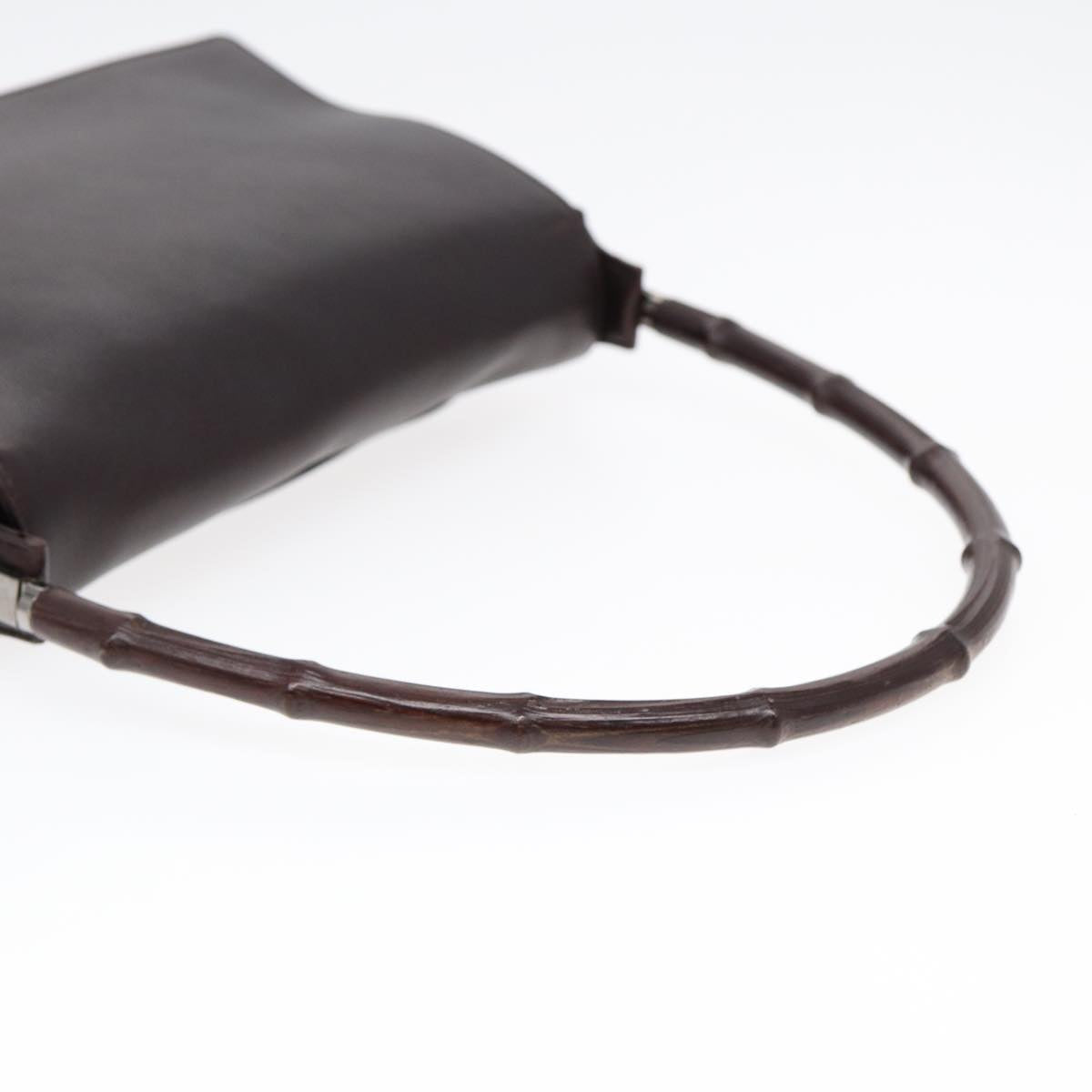 GUCCI Bamboo Shoulder Bag Leather Brown Silver 001 3239 yk14661