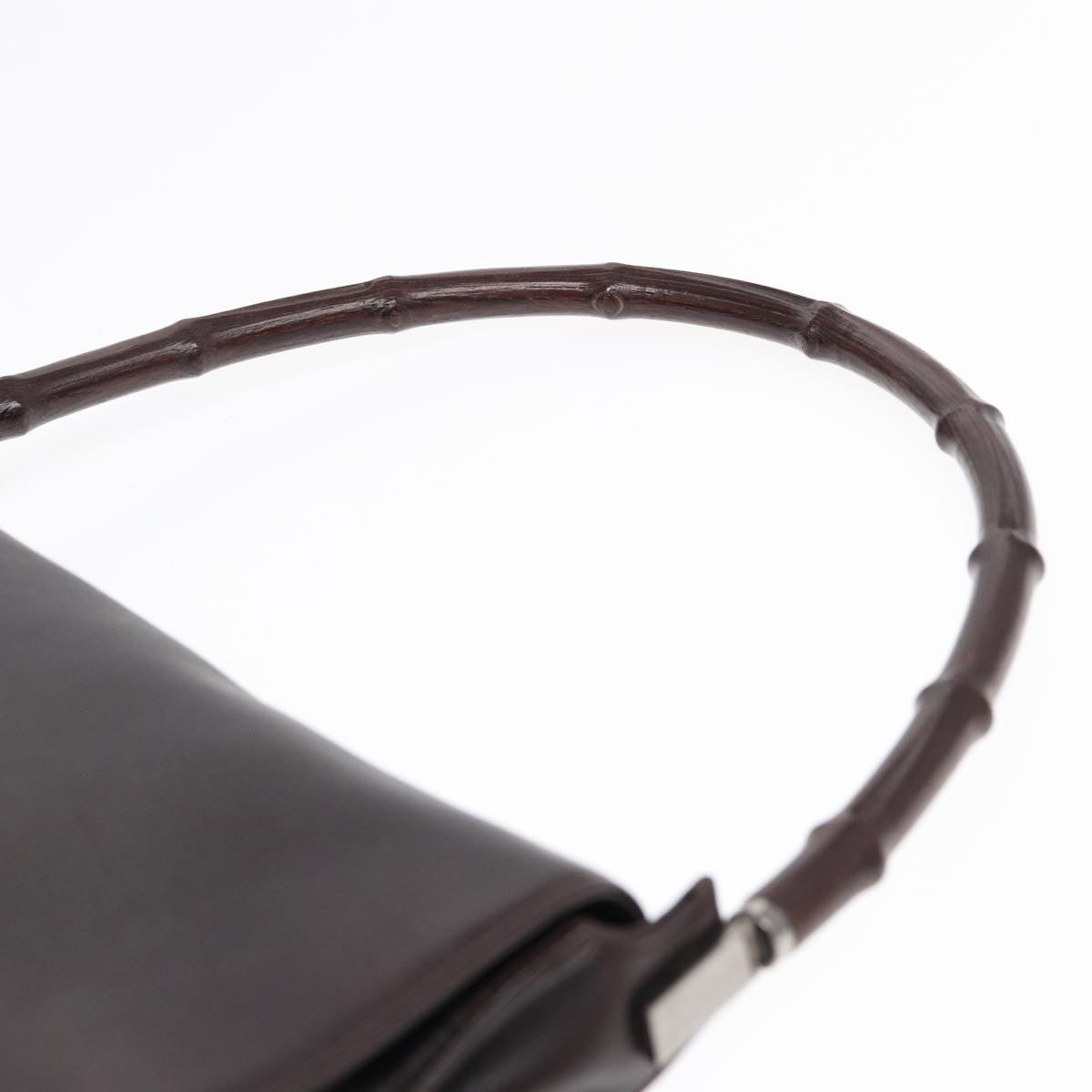 GUCCI Bamboo Shoulder Bag Leather Brown Silver 001 3239 yk14661