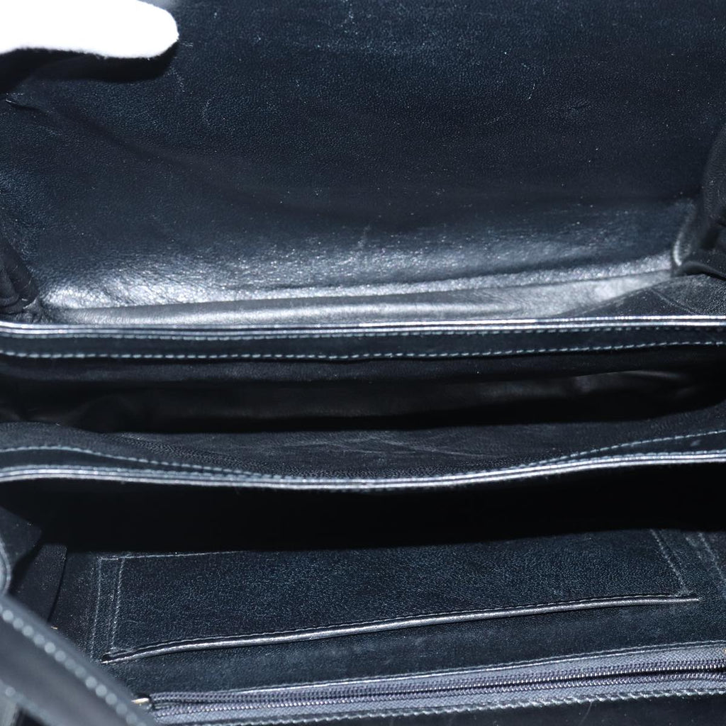 GUCCI Hand Bag Leather Black Gold yk14666