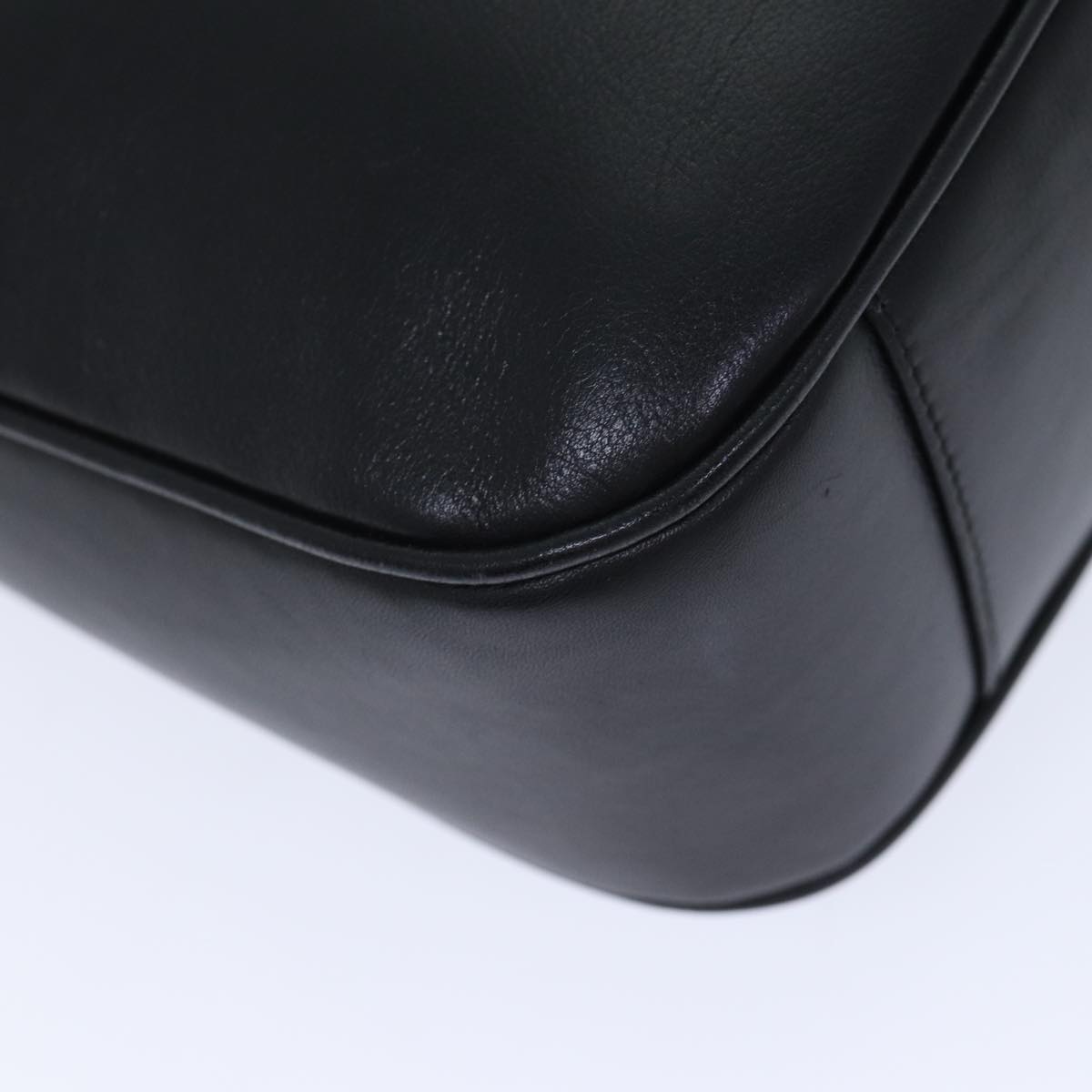 GUCCI Bamboo Hand Bag Leather 2way Black Gold 001 1638 2404 yk14684