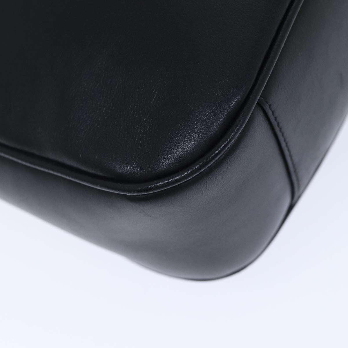 GUCCI Bamboo Hand Bag Leather 2way Black Gold 001 1638 2404 yk14684
