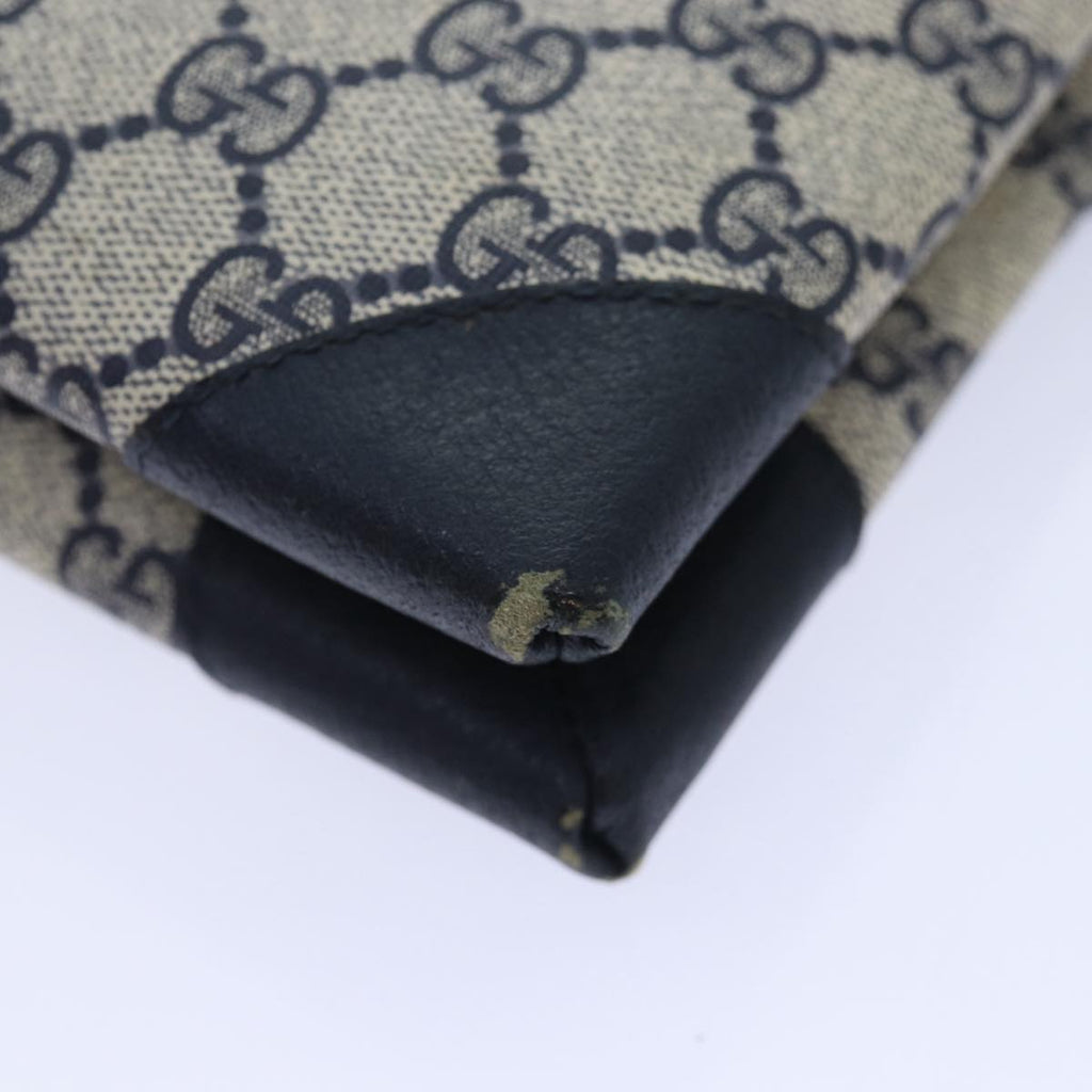 GUCCI GG Supreme Shoulder Bag PVC Navy Gold yk14693