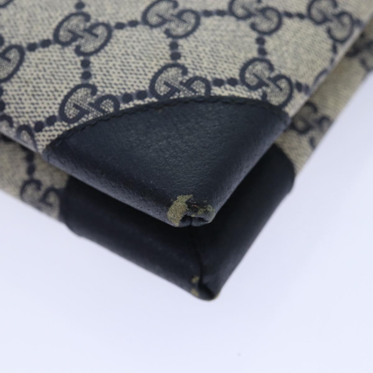 GUCCI GG Supreme Shoulder Bag PVC Navy Gold yk14693