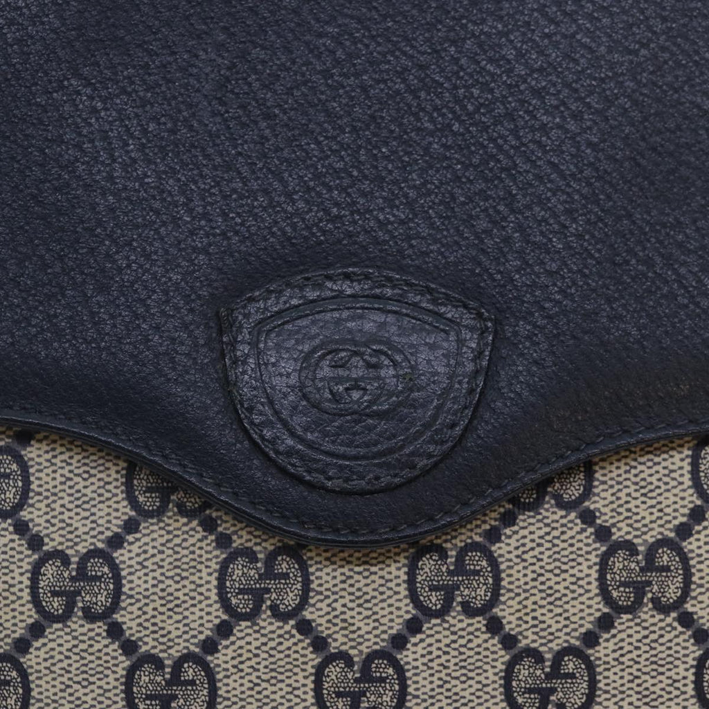 GUCCI GG Supreme Shoulder Bag PVC Navy Gold yk14693