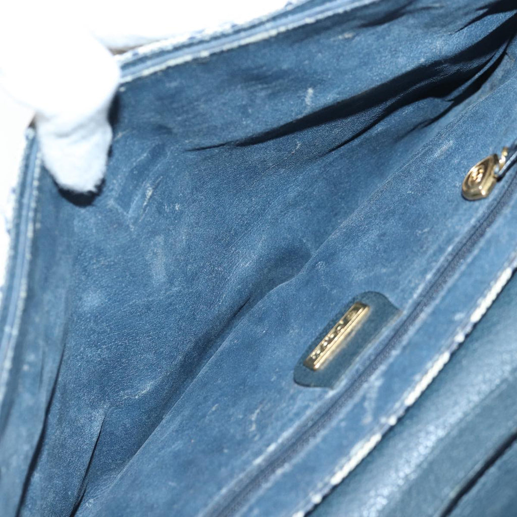 GUCCI GG Supreme Shoulder Bag PVC Navy Gold yk14693