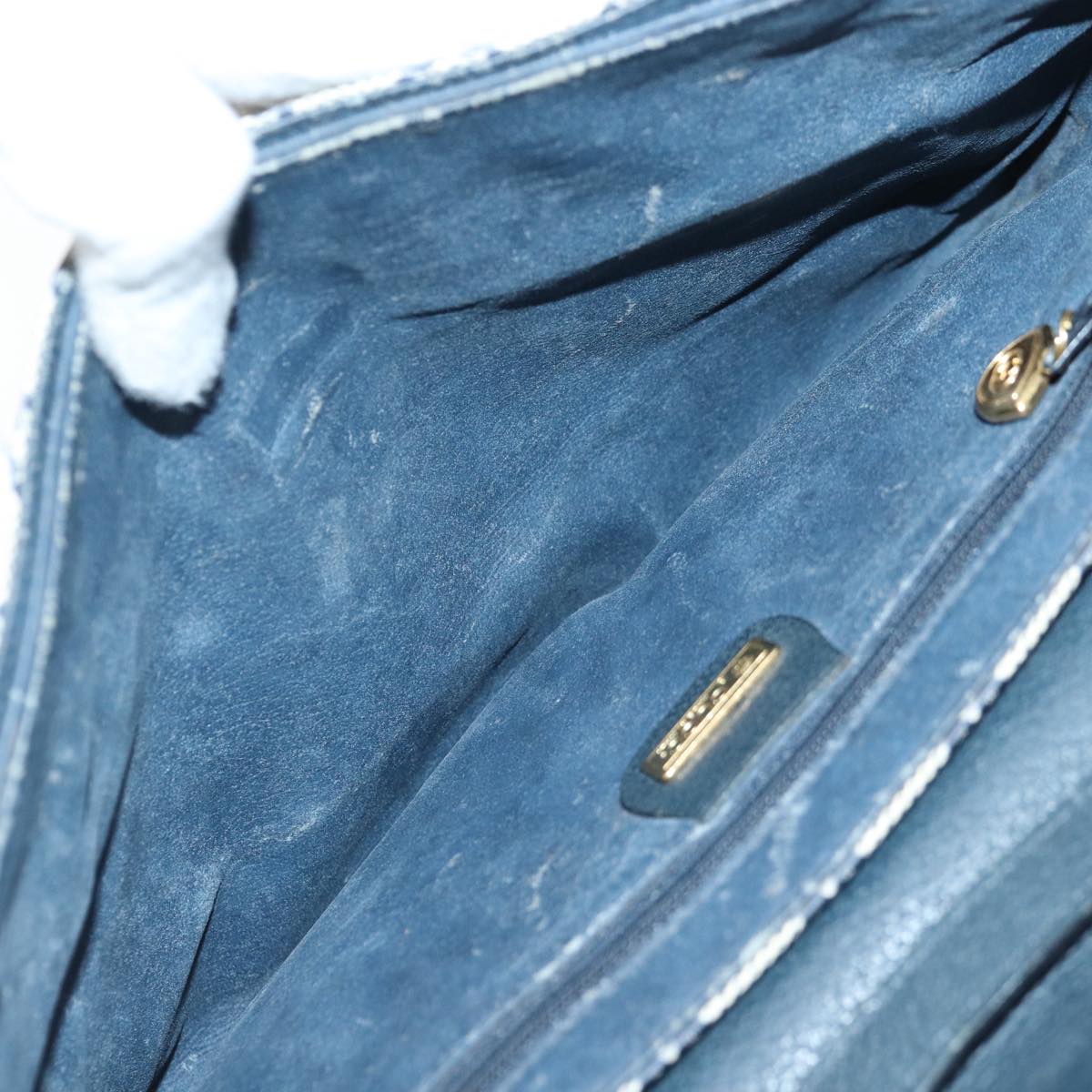 GUCCI GG Supreme Shoulder Bag PVC Navy Gold yk14693