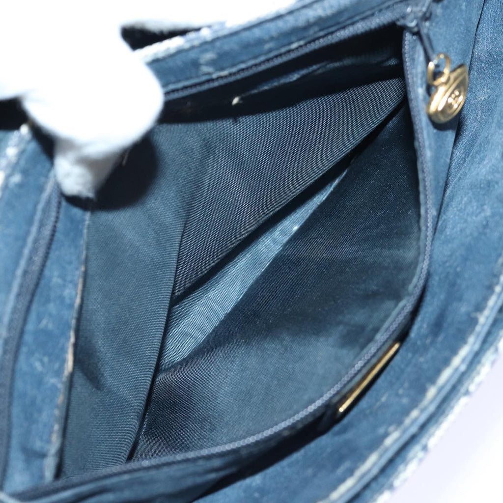 GUCCI GG Supreme Shoulder Bag PVC Navy Gold yk14693