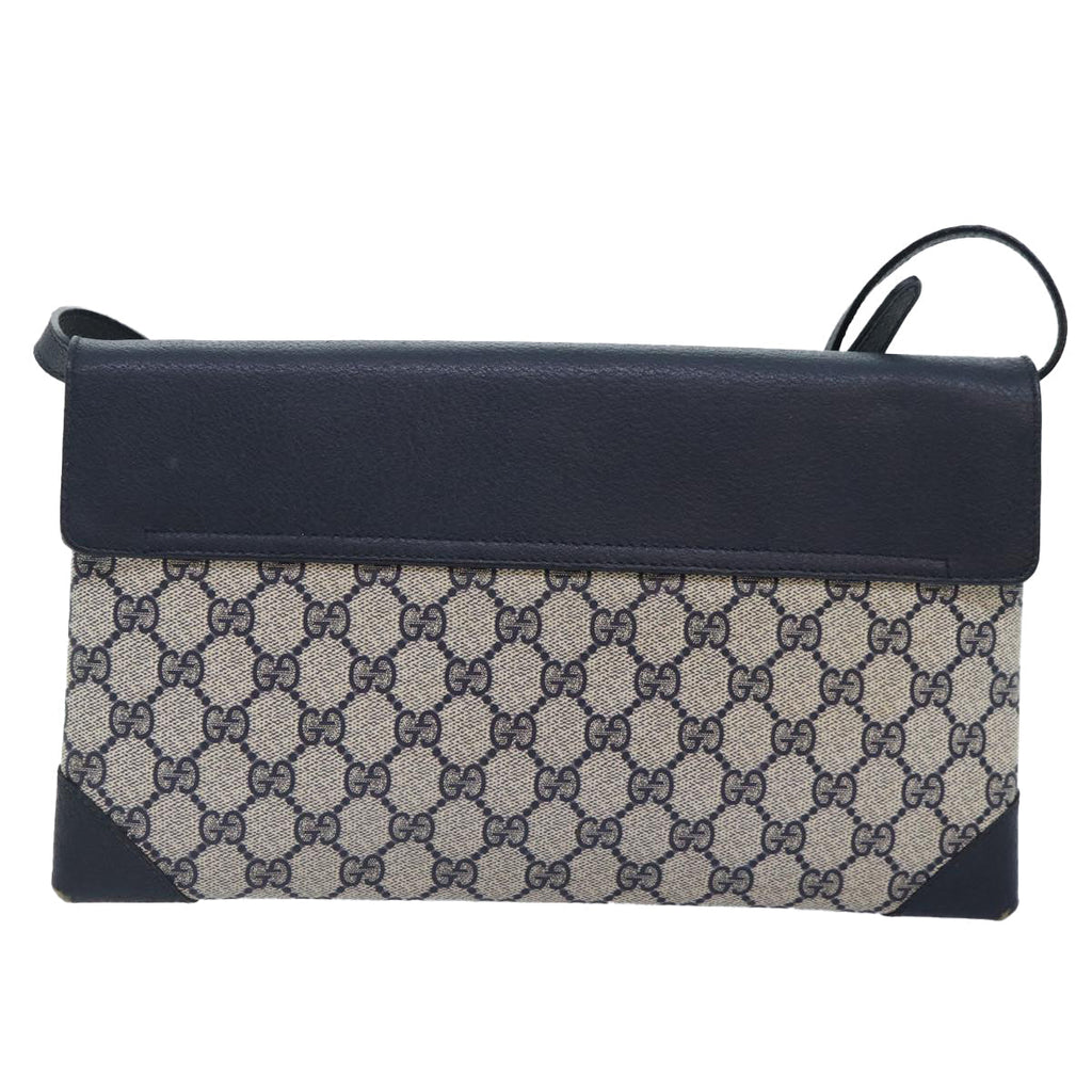 GUCCI GG Supreme Shoulder Bag PVC Navy Gold yk14693