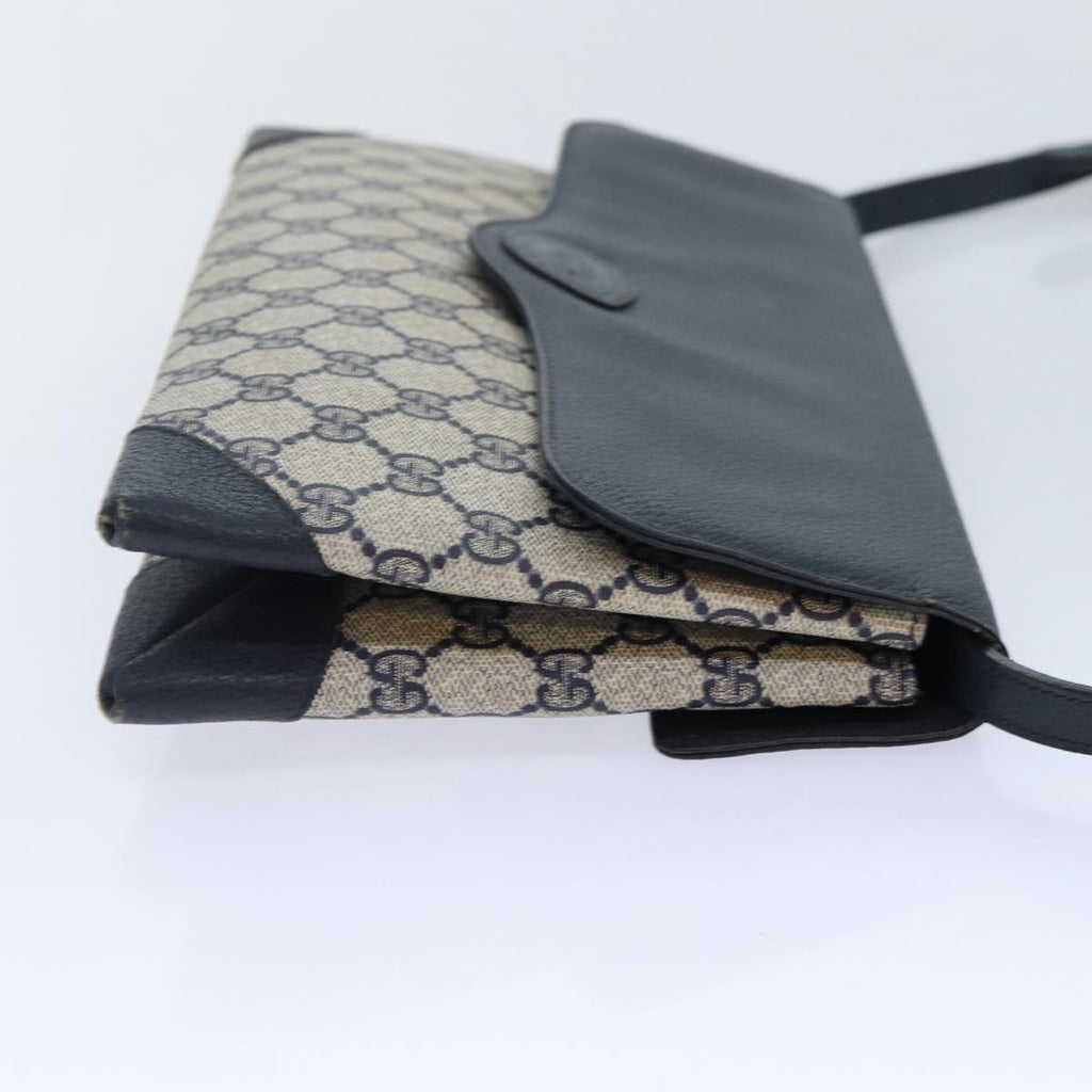 GUCCI GG Supreme Shoulder Bag PVC Navy Gold yk14693