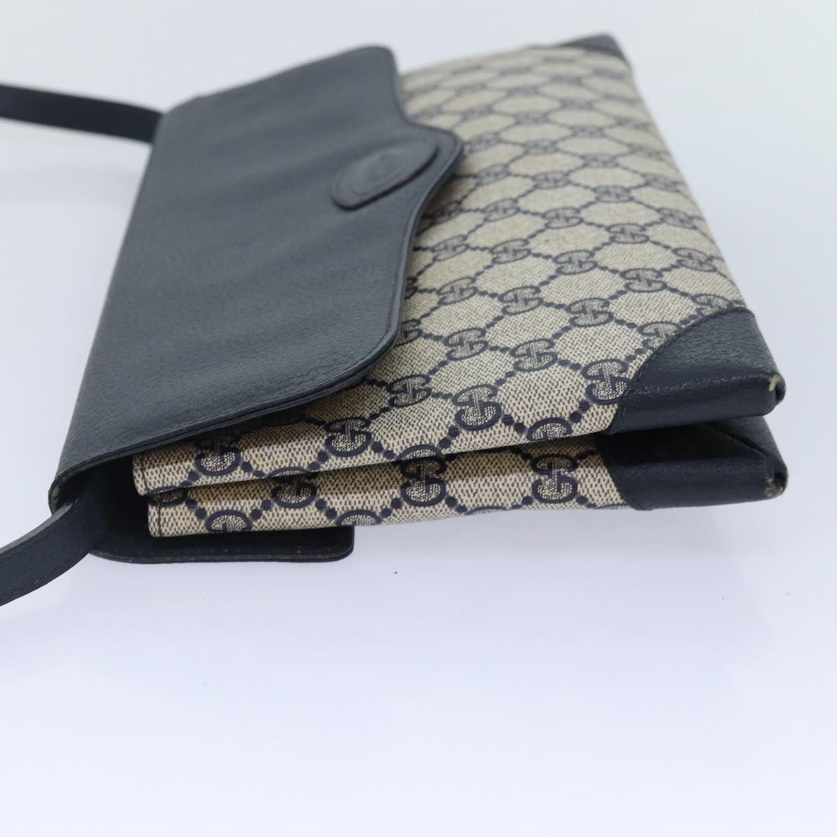 GUCCI GG Supreme Shoulder Bag PVC Navy Gold yk14693