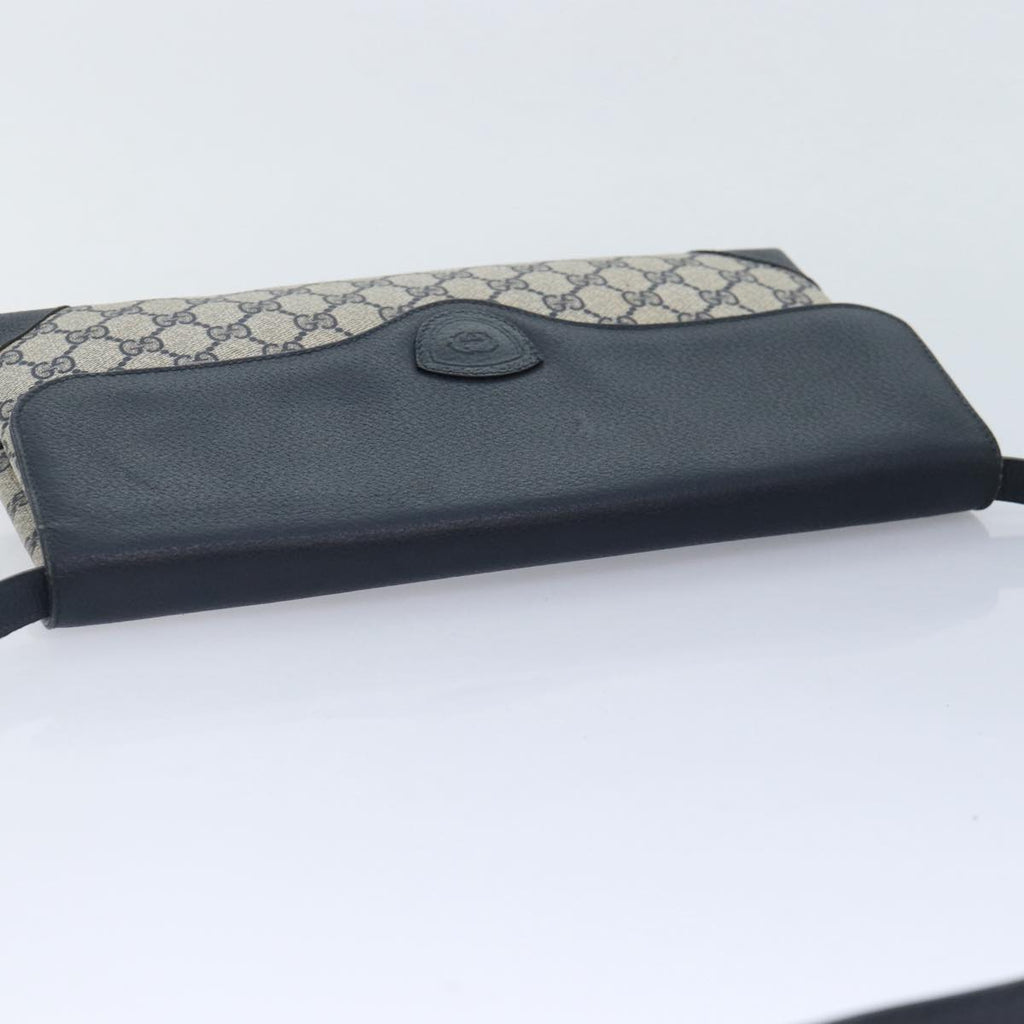 GUCCI GG Supreme Shoulder Bag PVC Navy Gold yk14693